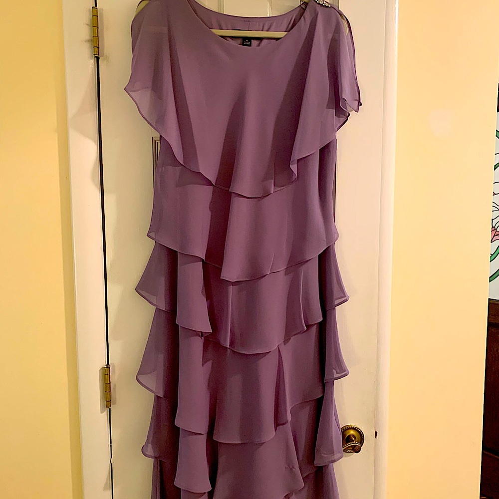 Chiffon tiered tea-length formal dress. Perfect for a  special occasion!
